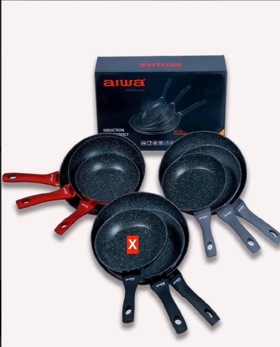 AIWA - Set van 3 koekenpan gesmeed aluminium - Zwart Metallic - 20/24/28 cm Ø