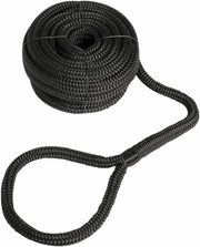 Dubbel gevlochten landvast 8 mm met oog 30 cm Zwart