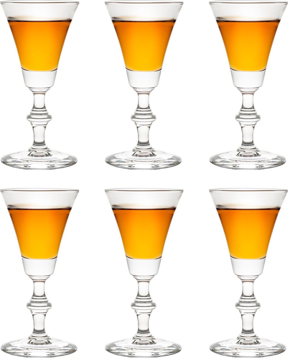 Libbey borrelglas Georgian Sherry - 60 ml / 6 cl - 6 stuks - sherryglas - portglas - op voet - uniek glas - vaatwasserbestendig - hoge kwaliteit