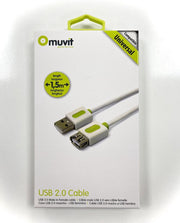 Muvit Male-Female Cable USB 1.5m White/Green (MUUSC0058)