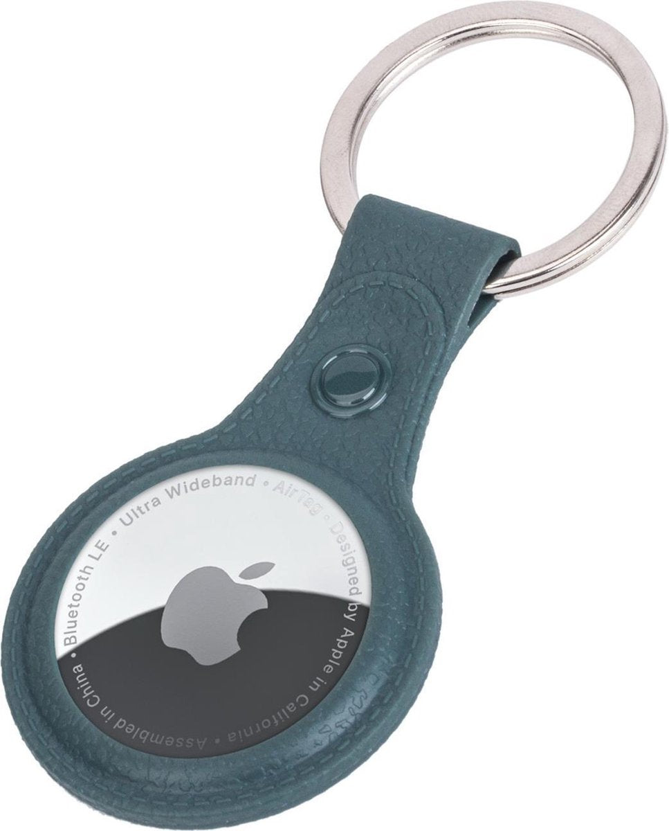 AirTag-Sleutelhanger AirTag Hoesje Leder Look Hanger - AirTag Hanger Sleutelhanger Hoesje - Donker Groen