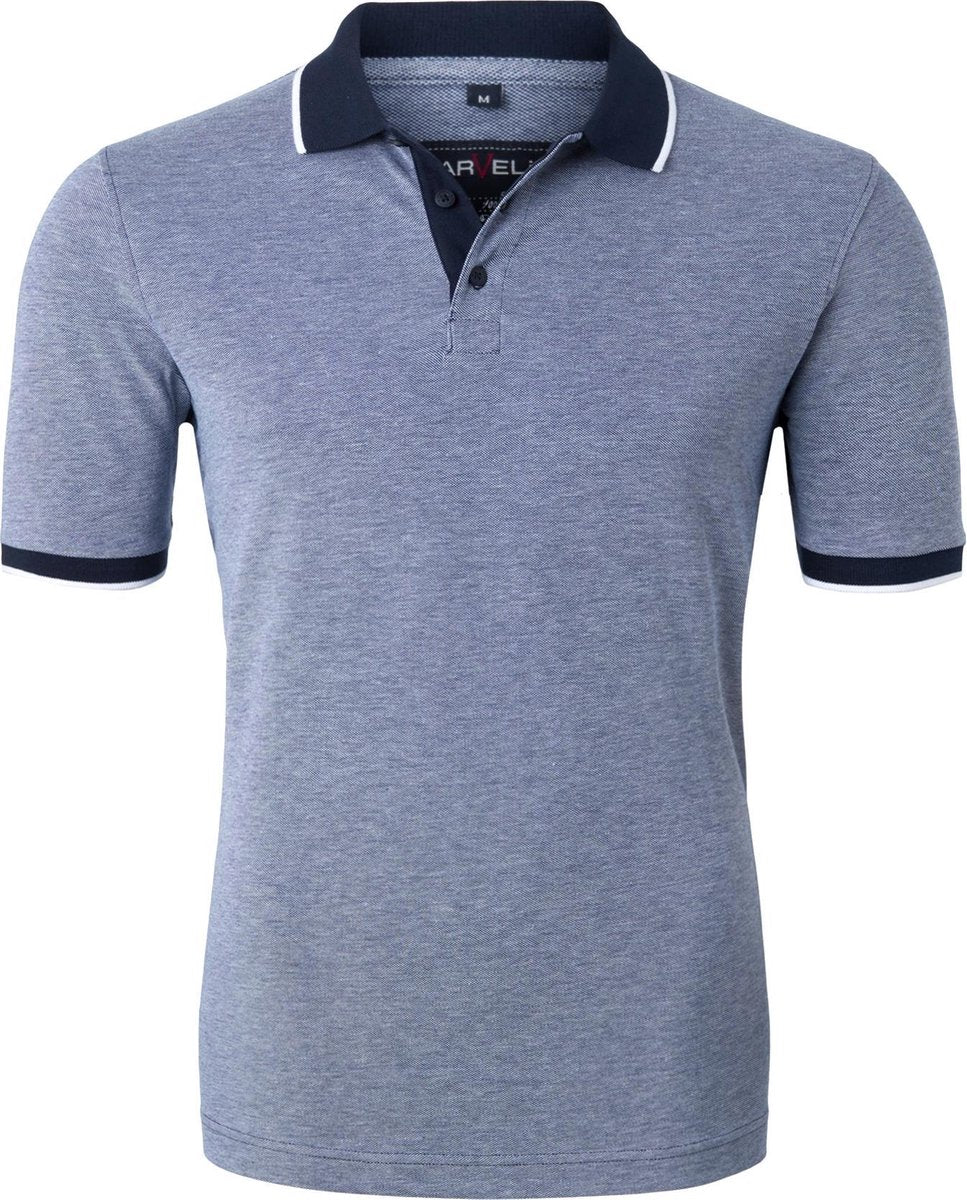 Marvelis Modern Fit poloshirt - blauw melange -  Maat: 4XL