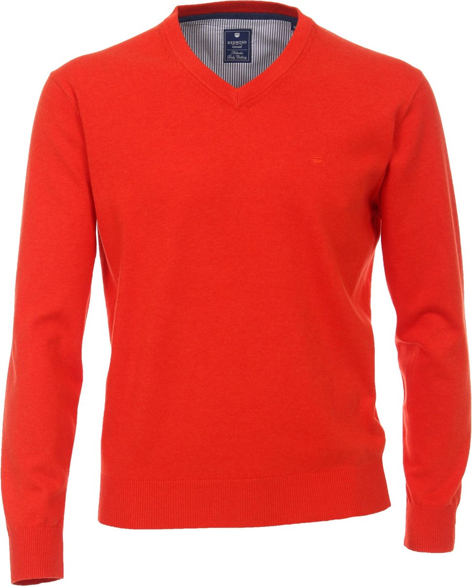 Redmond heren trui katoen V-hals - oranje-rood -  Maat: 6XL