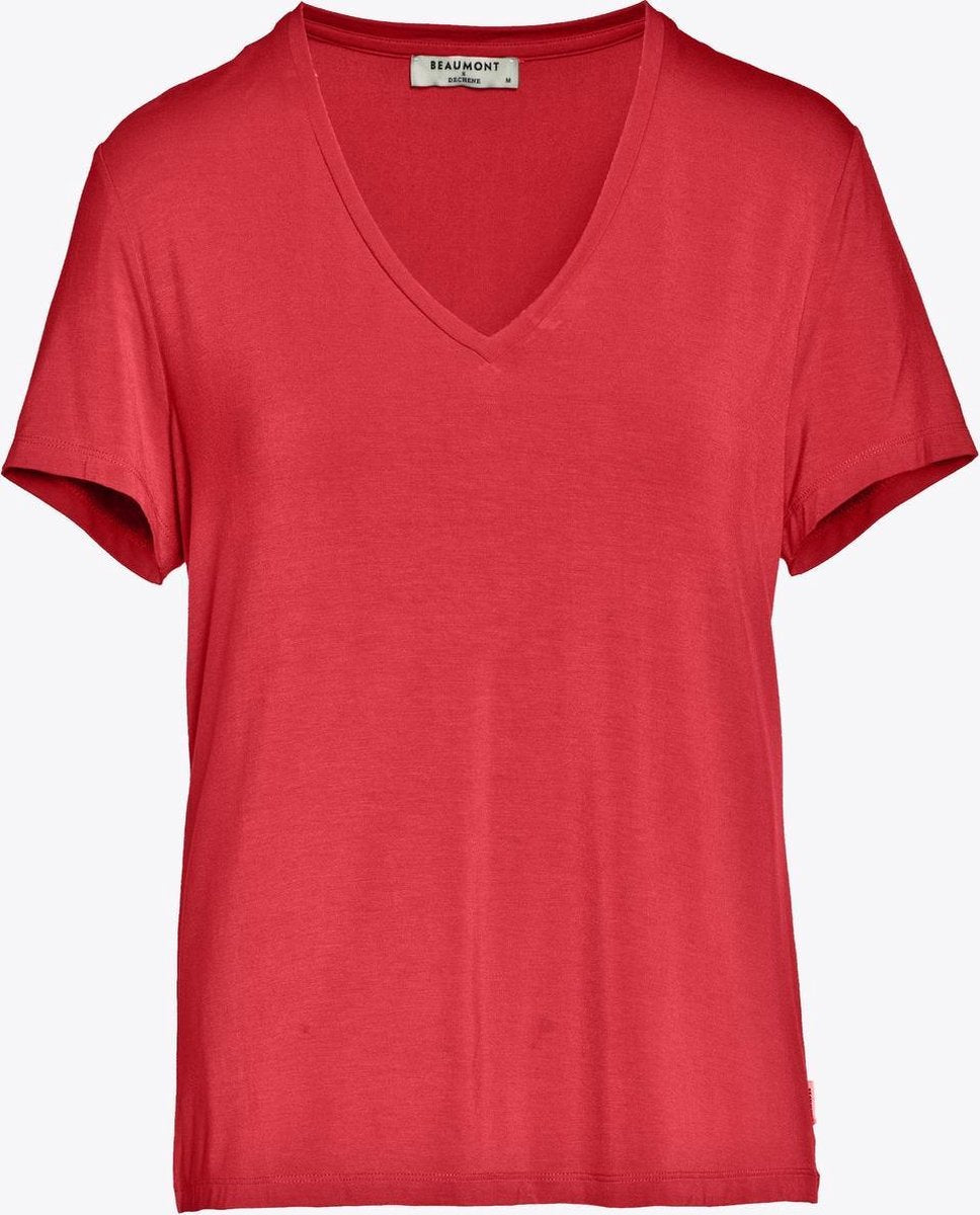 Beaumont Viscose Jersey T-shirt V-neck - T-shirt - Dames - Koraal - M