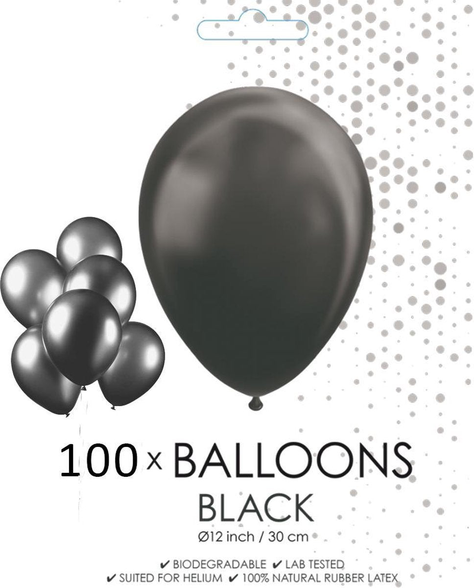 100 ballonnen zwart 12 inch.