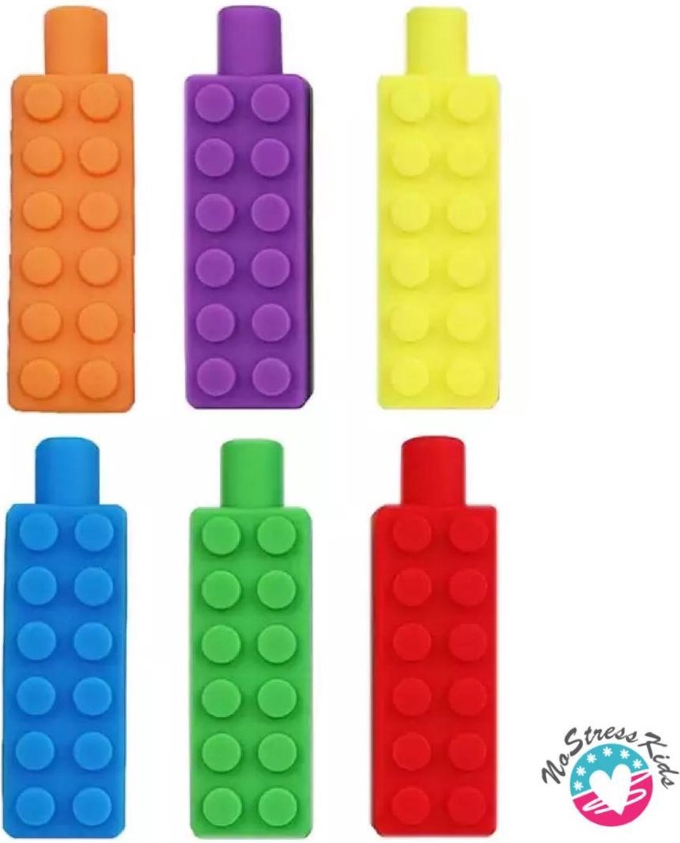 Kauwdop-Bijtdop-Pennendop-Potlooddop-Legoblokje-Groen-ADHD-Autisme