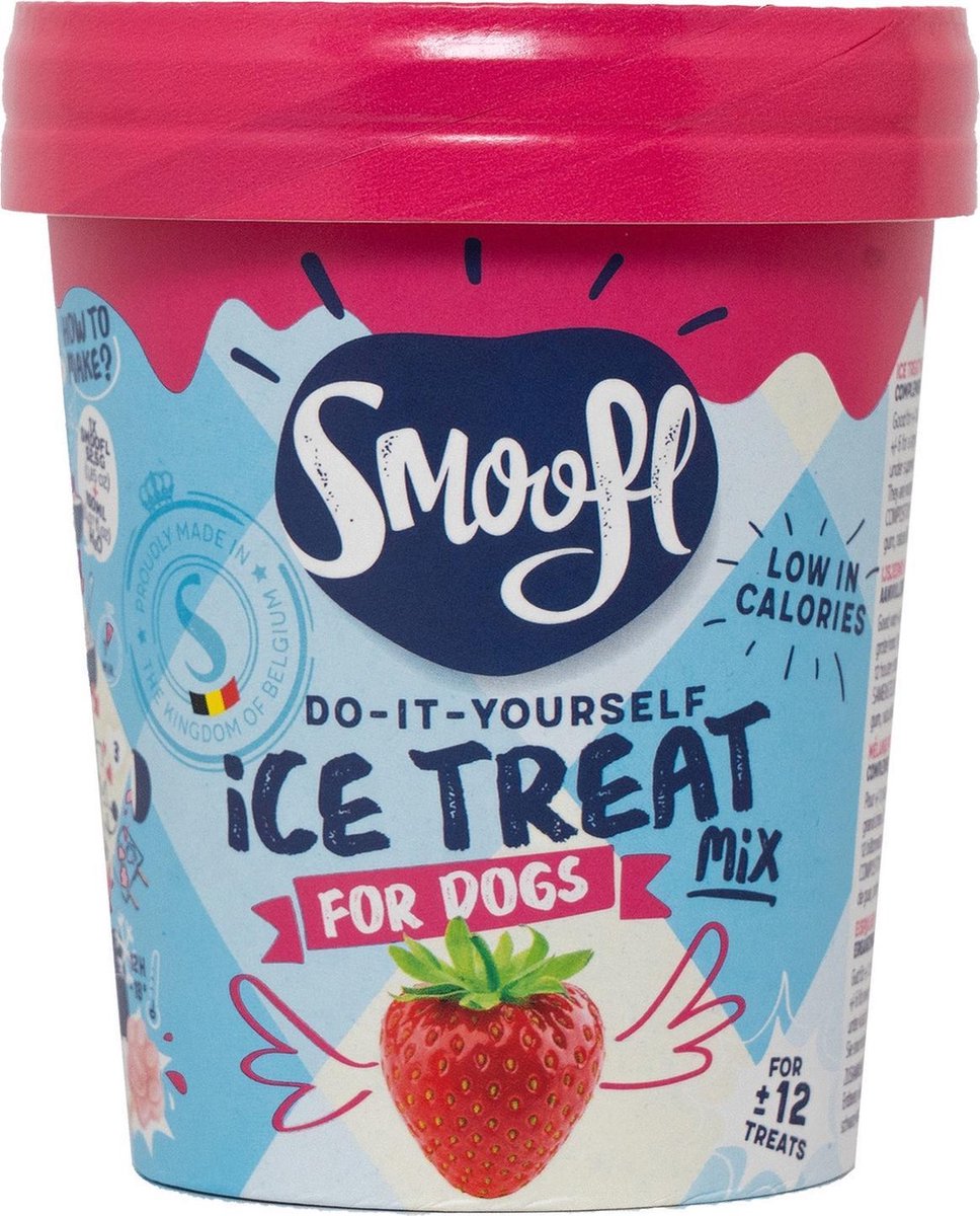 Smoofl mix voor hondenijsjes - Hondenijs - Aardbei - voor 6 tot 12 ijsjes