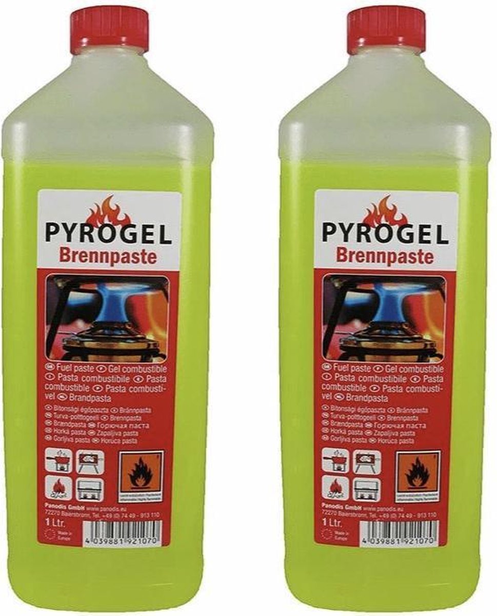 2x Pyrogel Fles brandpasta/ brandgel - Set van 2 flessen brandpasta