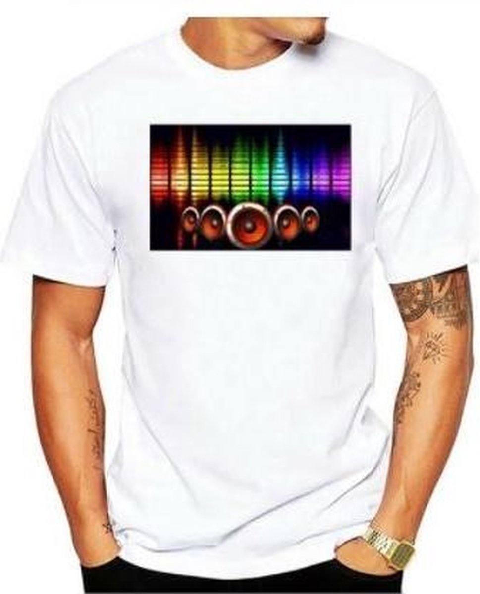 LED - T-shirt - Equalizer - Wit - Beatbox - XXL