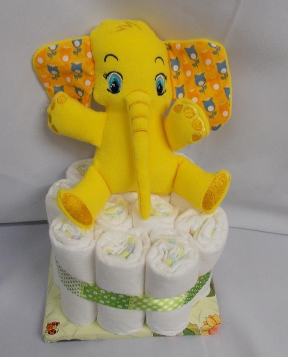 1 laag pampertaart olifant olli geel