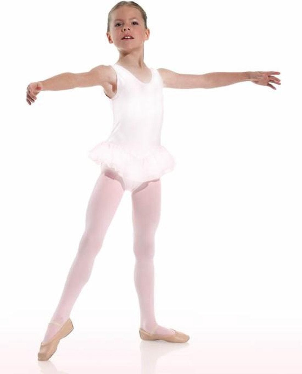 Danceries Balletpakje Clarasson Mouwloos dubbele rok Wit Elasthan - Maat 98-104