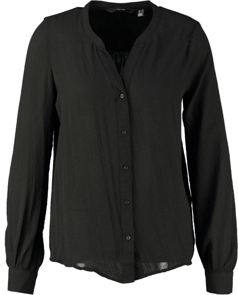 Vero moda soepele zwarte semi transparante polyester blouse - Maat M
