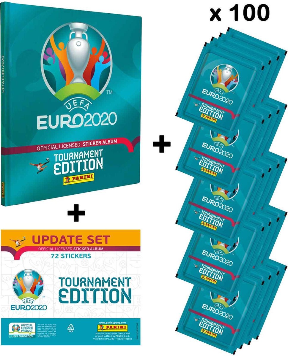 PANINI - UEFA EURO 2020 TOURNAMENT EDITION - 1 ALBUM HARD COVER + 100 ZAKJES + 1 UPDATE SET - SUPER PROMO PACK