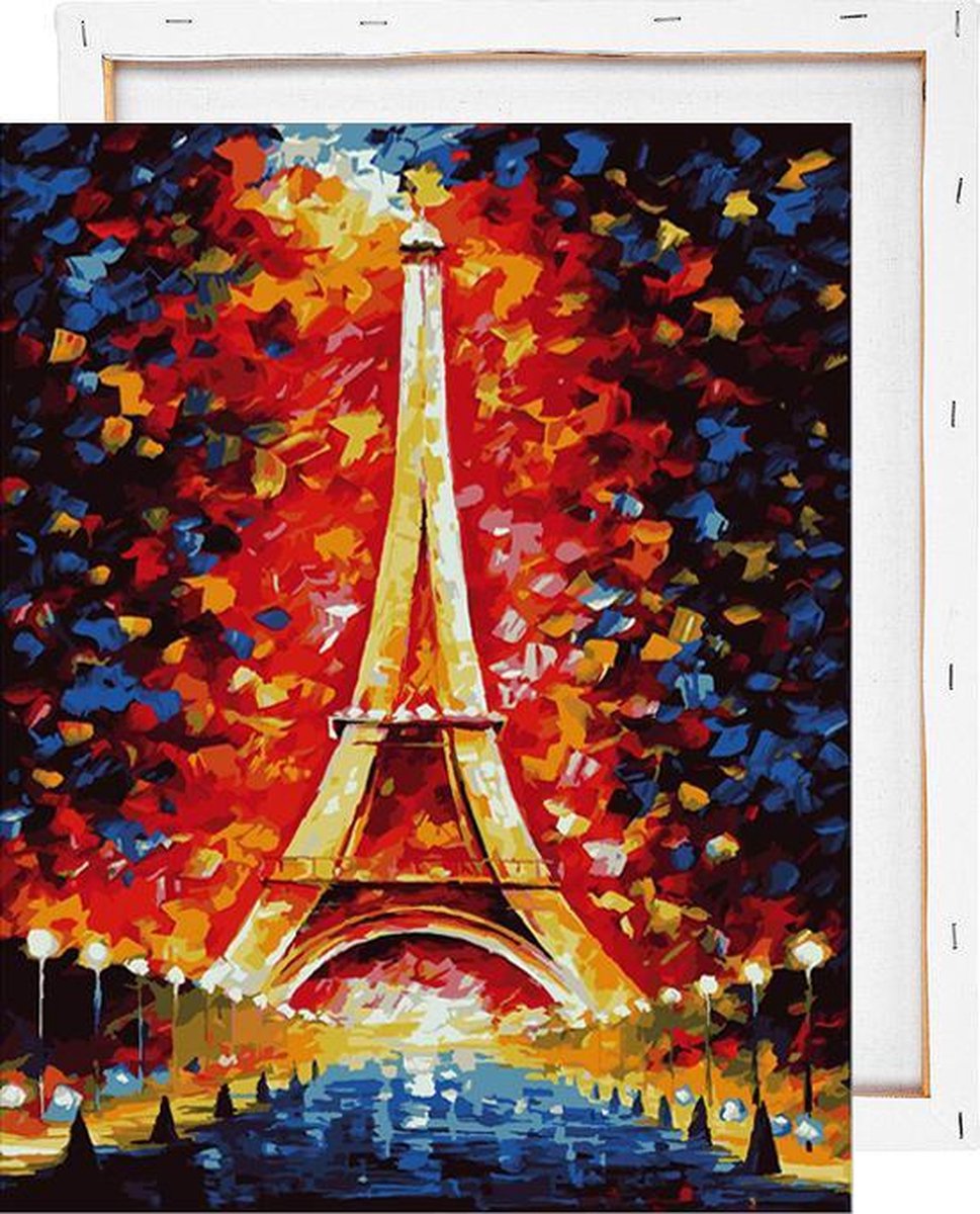 Eiffeltoren gekleurd - Schilderen op nummer - Met frame - 40x50 cm