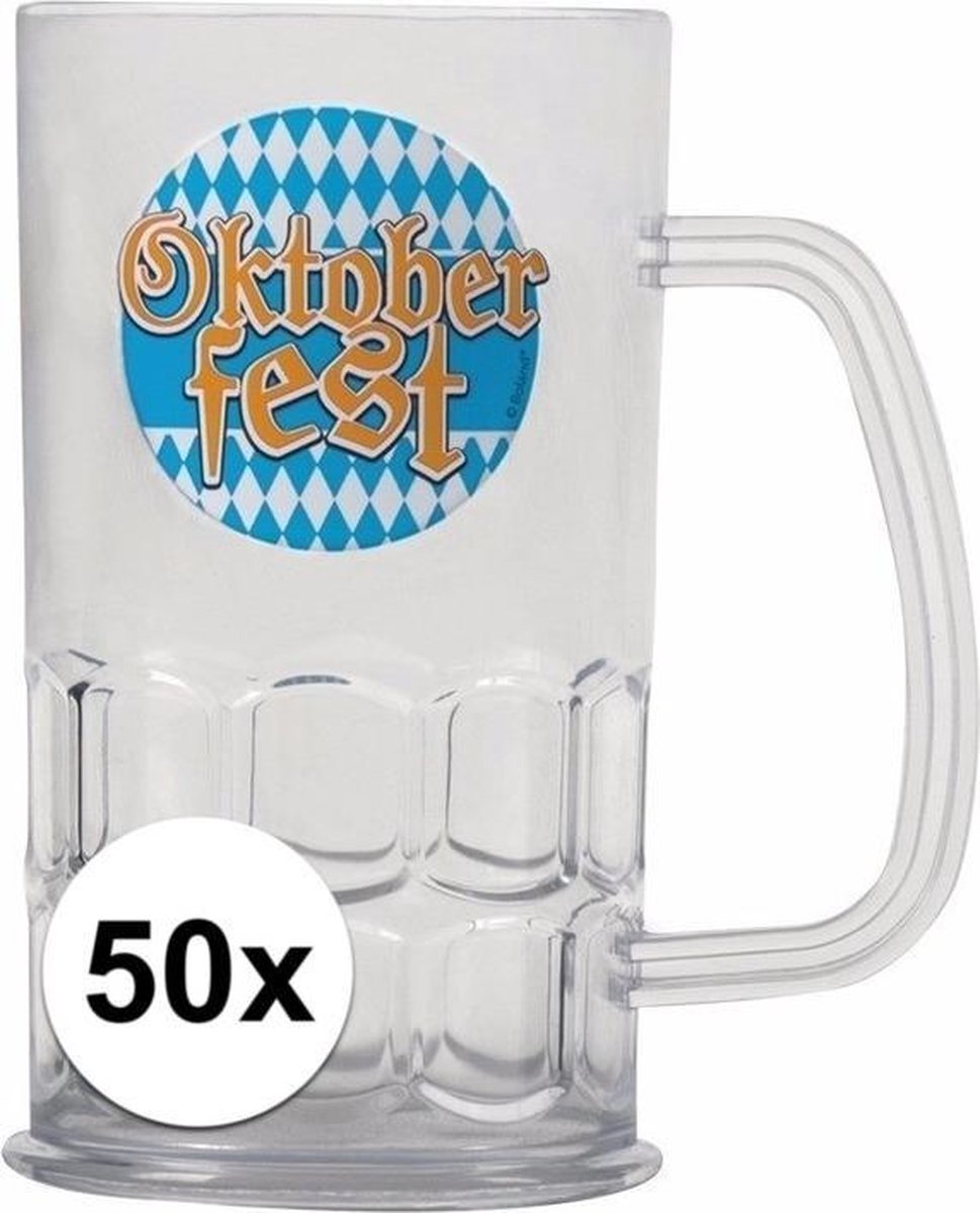 Oktoberfest - 50x Bierfeest bierpullen kunststof van 400 ml