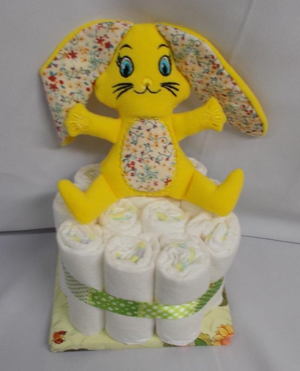1 laag pampertaart bunny geel