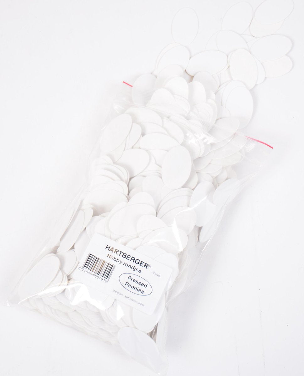 Hartberger Hobby rondjes – 250 gram - diameter 24x38 mm ovaal - Pressed Pennies formaat - DIY hobby knutsel karton rondjes - ook geschikt als labels kraftpapier