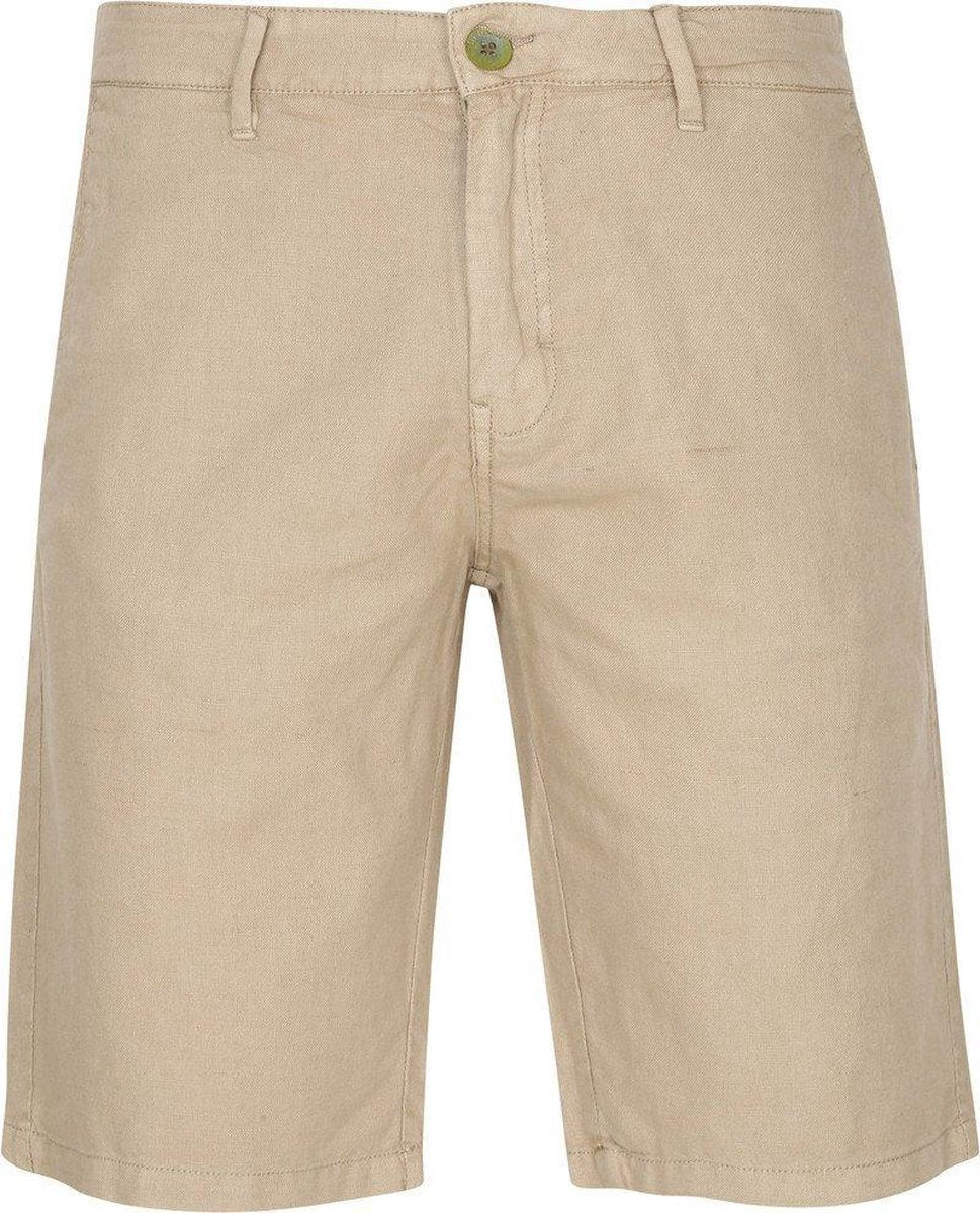 No-Excess Short Garment Dyed Linnen Khaki - maat 32