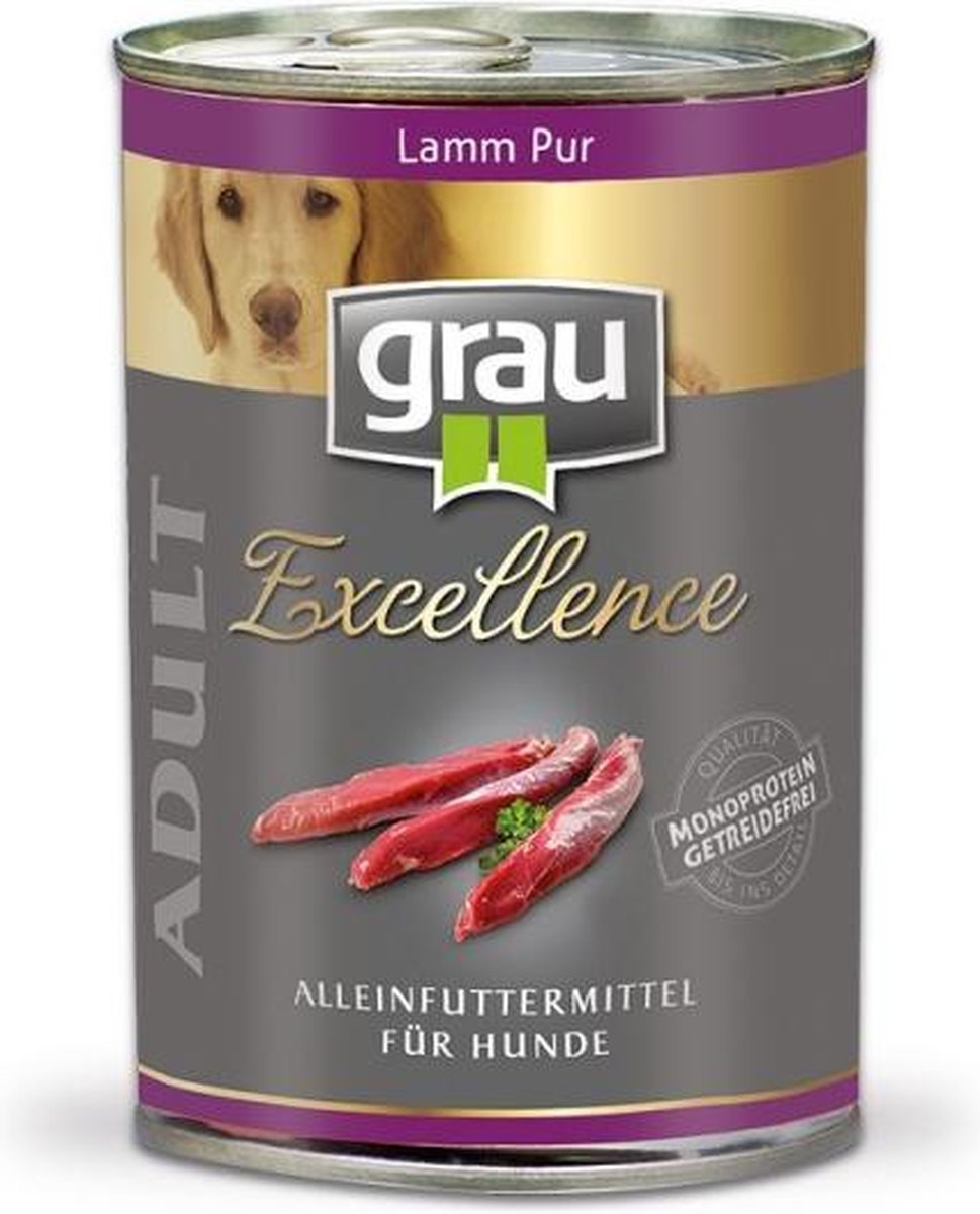 Grau Blikvoer hond excellence puur lam 6 x 400 gr