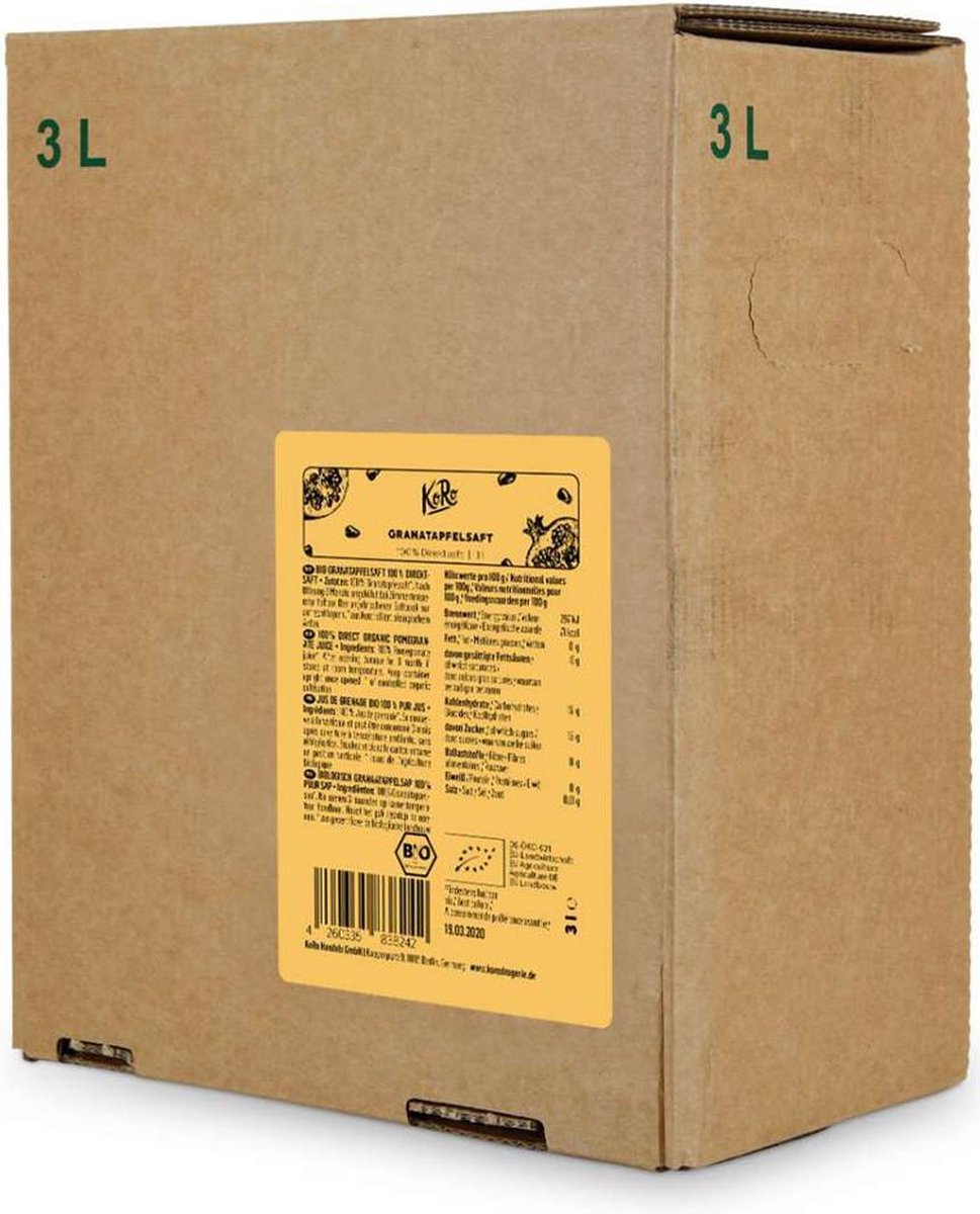 KoRo | Biologisch granaatappelsap bag-in-box | 3 L
