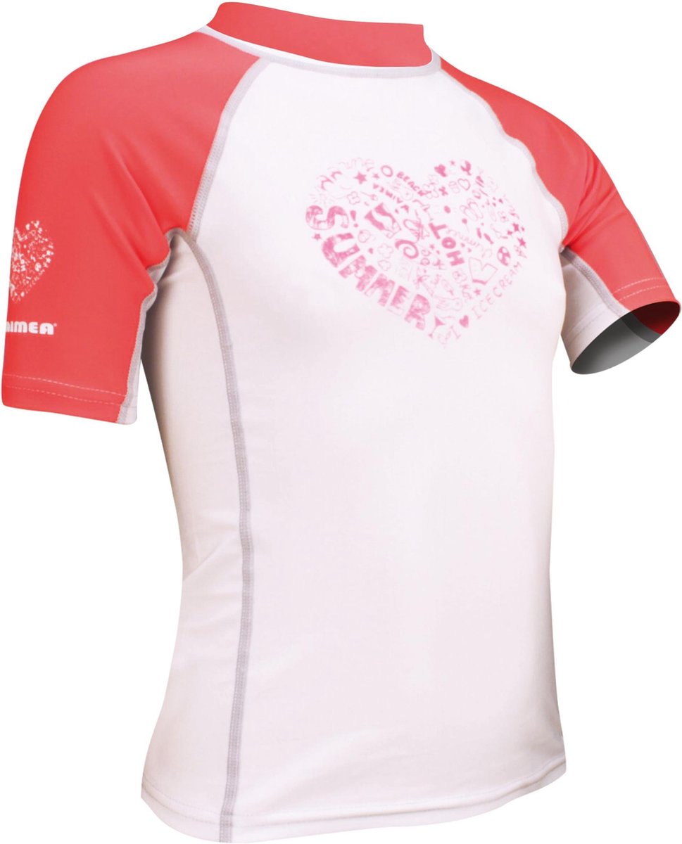 Waimea UV Shirt Meisjes - Korte Mouw - Wit/Fuchsia/Grijs - 152