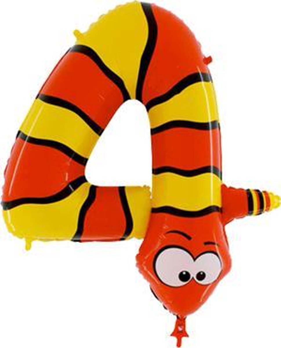 Enorme cijfer 4 slang ballon - Feestdecoratievoorwerp