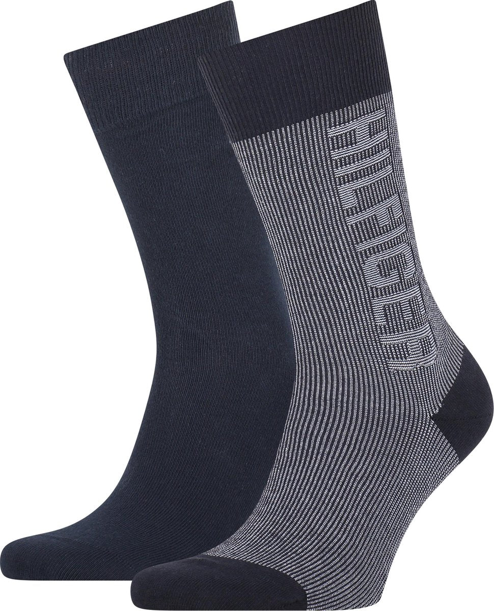 Tommy Hilfiger 2P Seasonal Rib Logo Heren Sokken - Maat 43/46