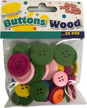 Knopen hout gekleurd 30 Stuks - knutselspullen - decoratie - natuur product - hobby - knutsel - versiering - maken - cadeau