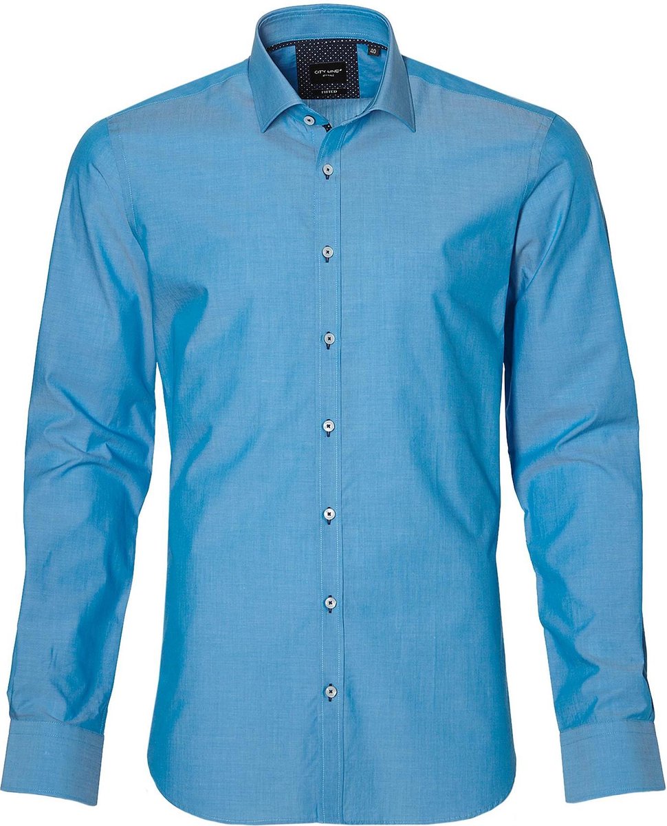 City Line By Nils Overhemd - Body Fit - Blauw - 39