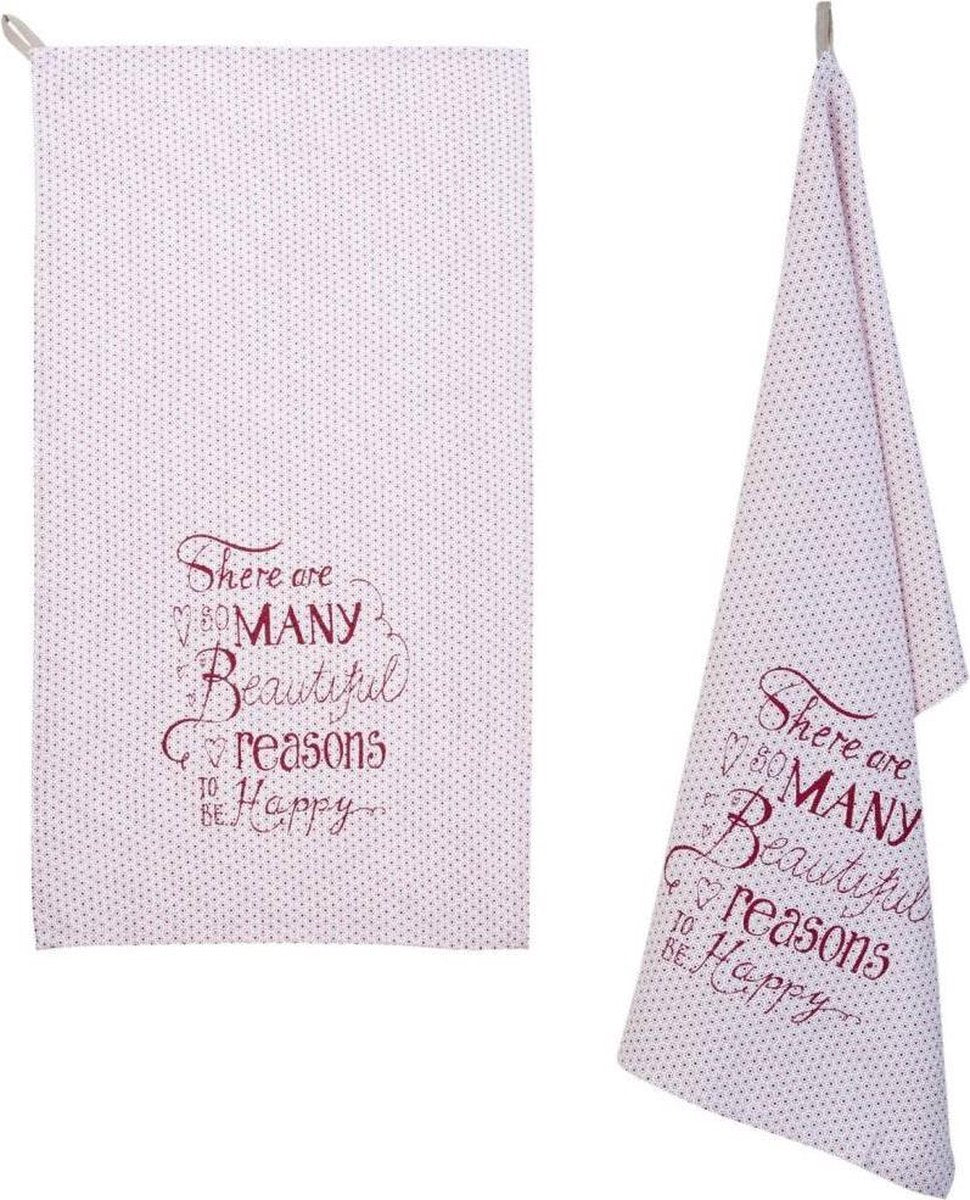Clayre & Eef  -  Theedoek -  50 x 85 cm -  Rood - 3 stuks