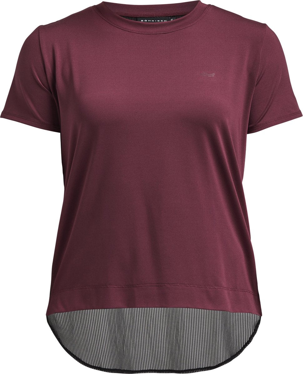 Rohnisch Mesh Back Tee Dames Sportshirt - Burgundy - Maat L