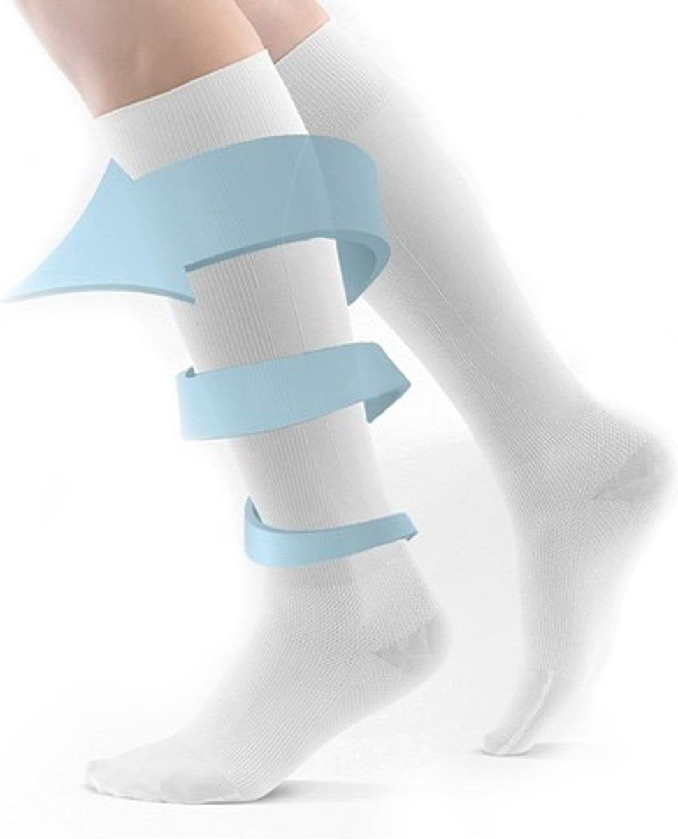 Duopack Compressiekousen / Steunkousen - Elastische Hardloop / Sport / Vliegtuig Compressie Sokken - Running Travel Sock - Reissokken / Reis Kousen - Heren/Dames 2 Paar - Maat 41-46 - Wit