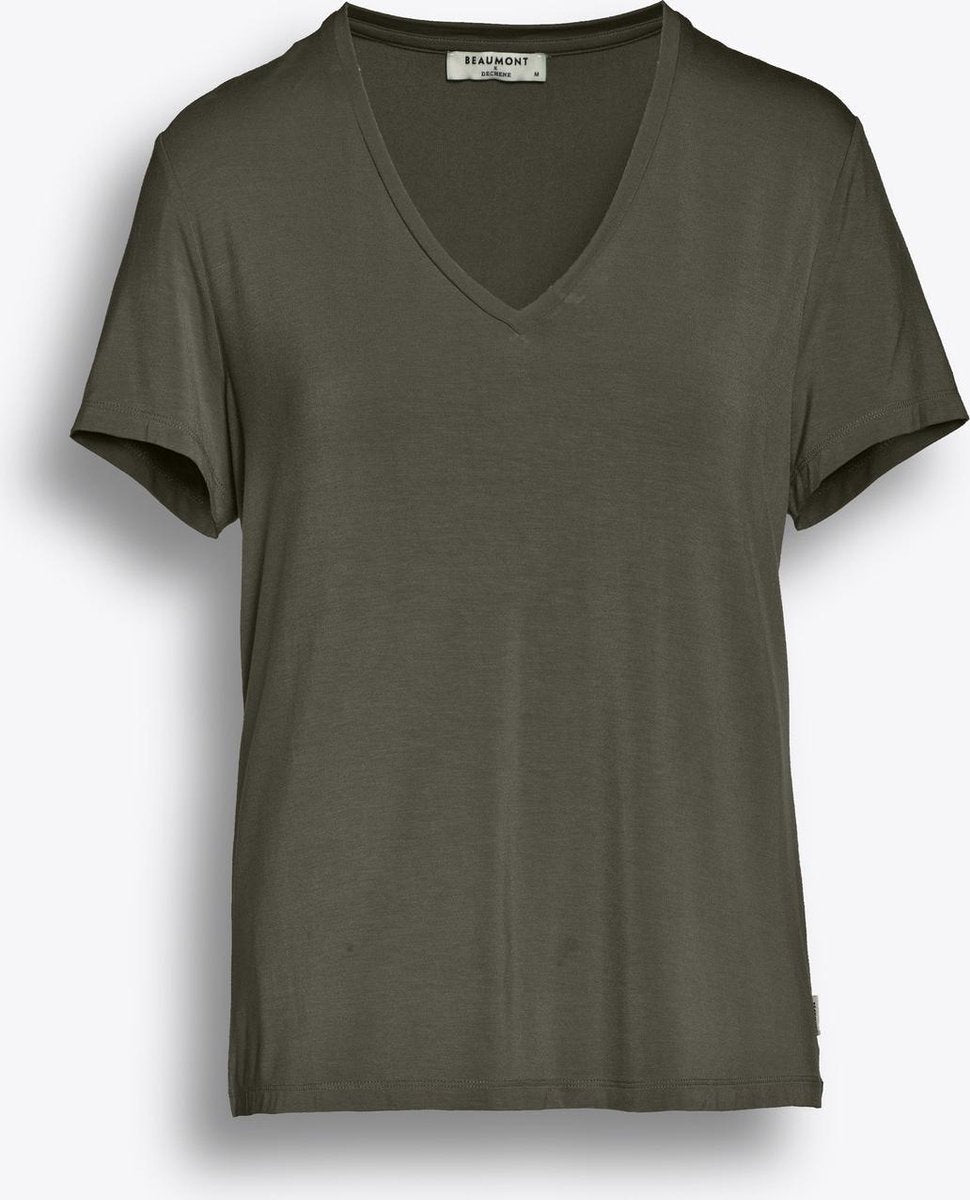 Beaumont Viscose Jersey T-shirt V-neck - T-shirt - Dames - Groen - S