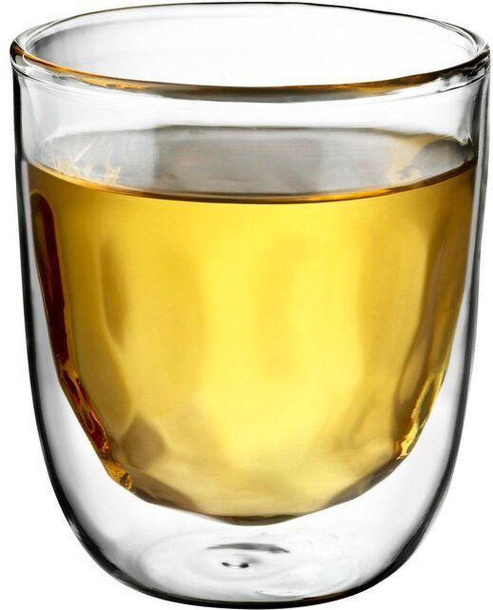 QDO Elements - Koffie- en theeglazen - Set van 2 Dubbelwandige Glazen - Metal - 350ml