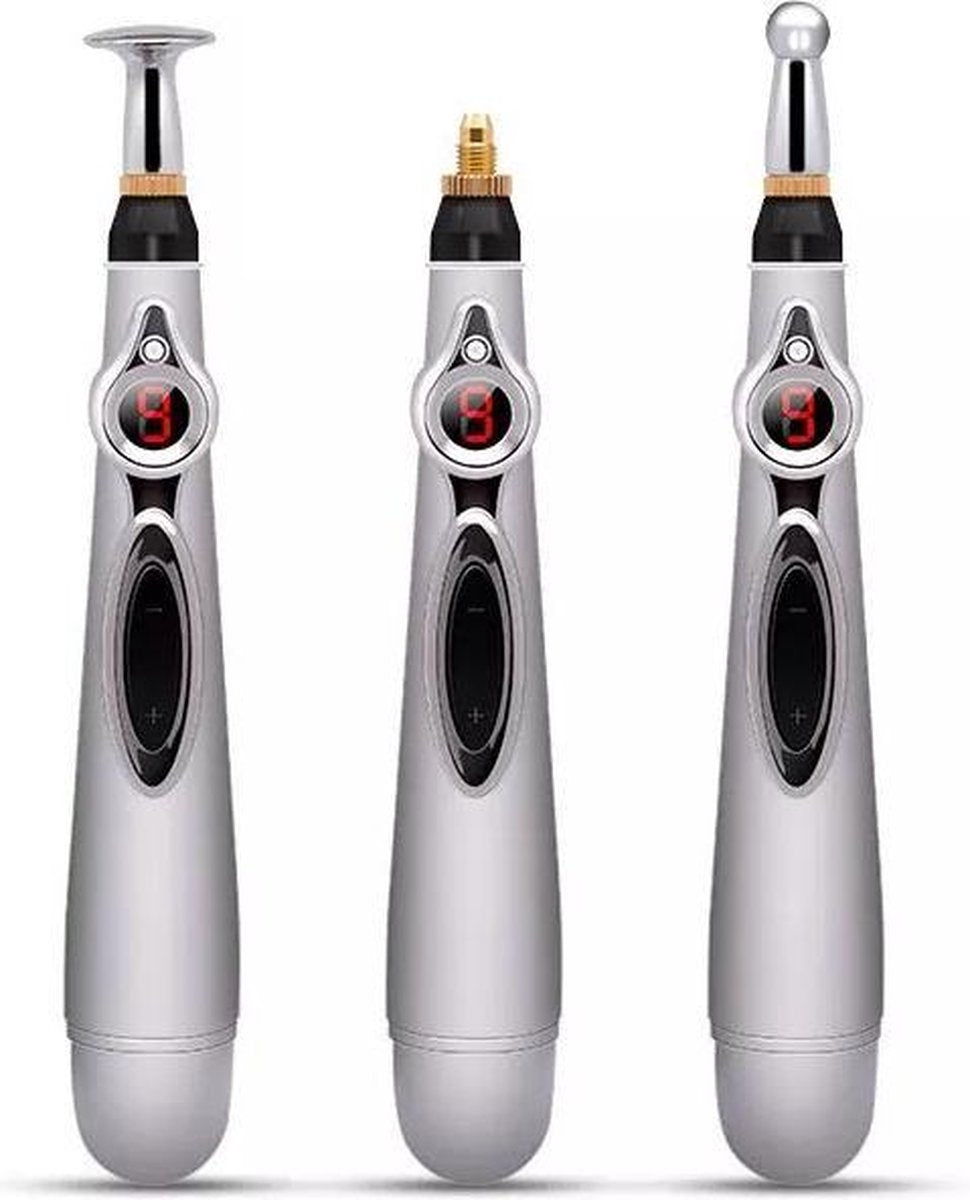 Acupuntuur Pen - Meridiaan Pen - Acupunctuur Massage Pen - Laser Acupunctuurpen - Pijnbestrijding met Platte en Ronde Kop - Gel - Handleiding