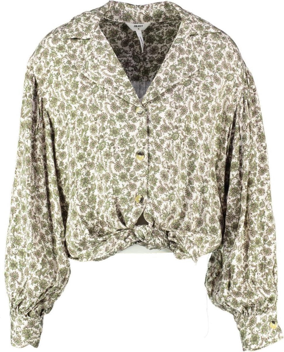 Object korte oversized viscose blouse 3/4 mouw - valt ruim - Maat 36