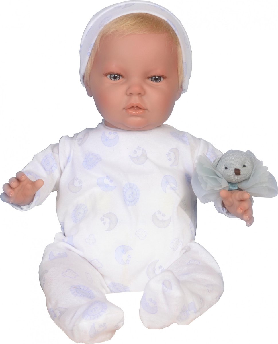 Falca Babypop Dani Meisjes 45 Cm Vinyl/textiel Wit/blauw