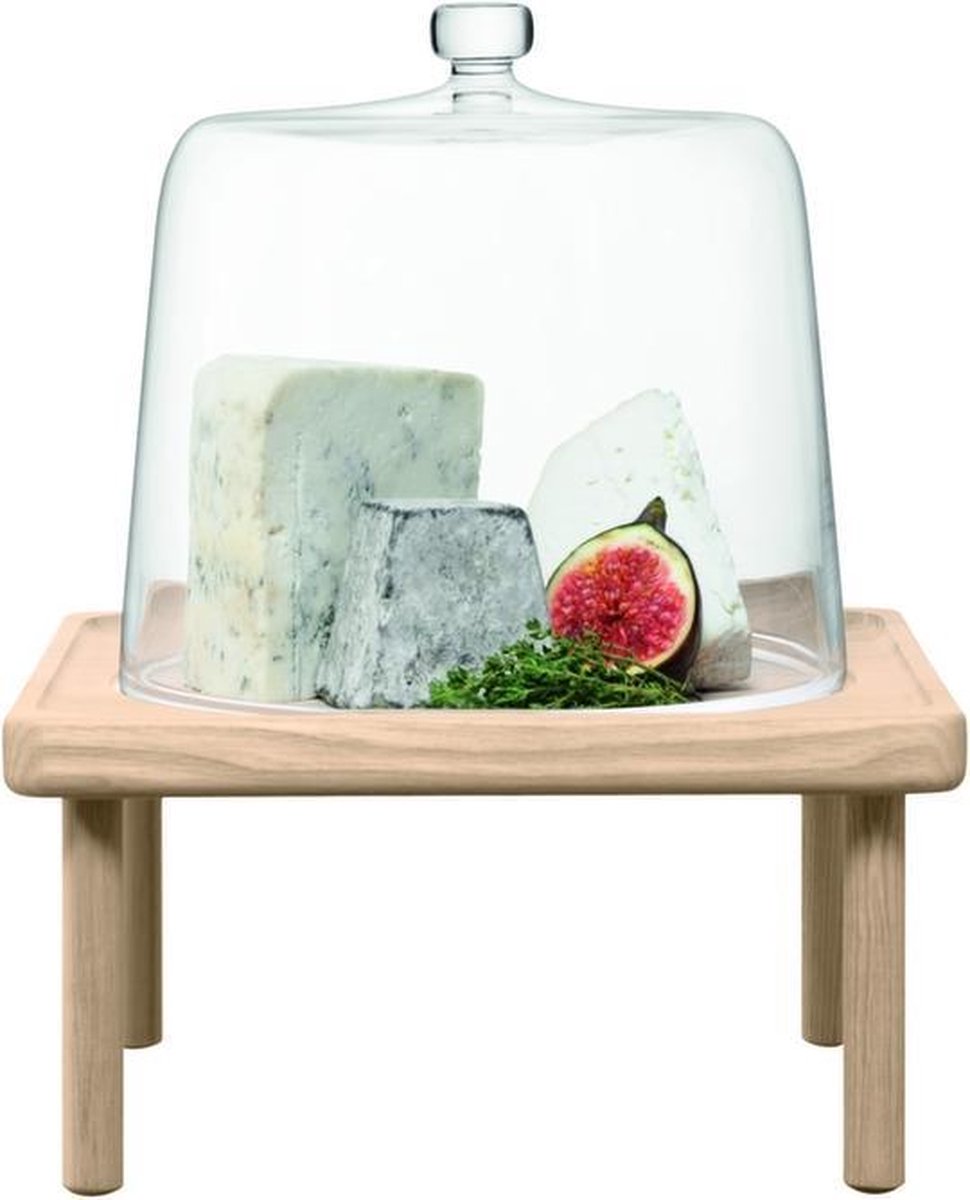 LSA Stilt Kaasstolp - Met Houten Standaard - Glas