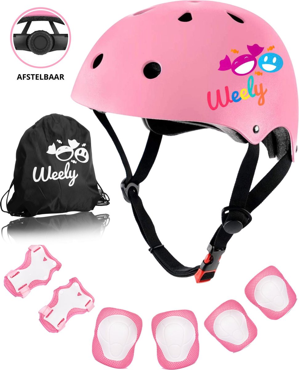 Skate Beschermset Kinderen- Skate Set- Skeeler Beschermset Kind- Verstelbare Fietshelm incl. Kniebeschermers Polsbeschermers & Elleboogbeschermers Kinderen- Maat S