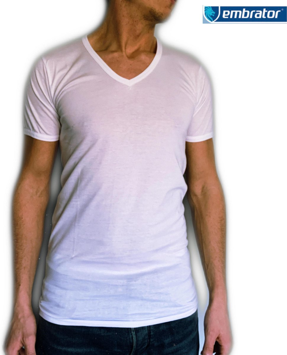 Embrator heren T-shirt Invisible met V-hals wit maat 3XL