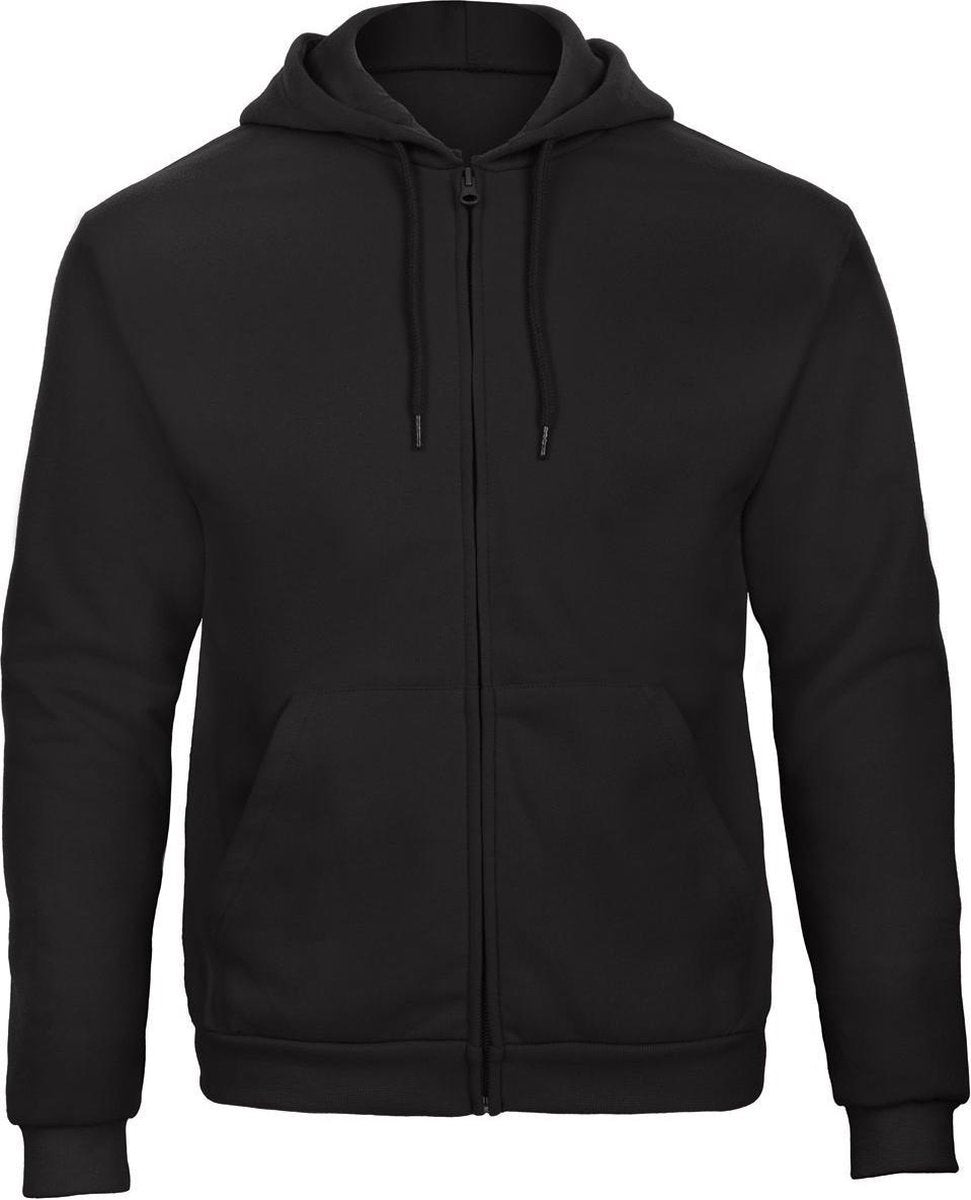 Senvi Fleece Hoodie met Rits Kleur: Zwart – Maat L
