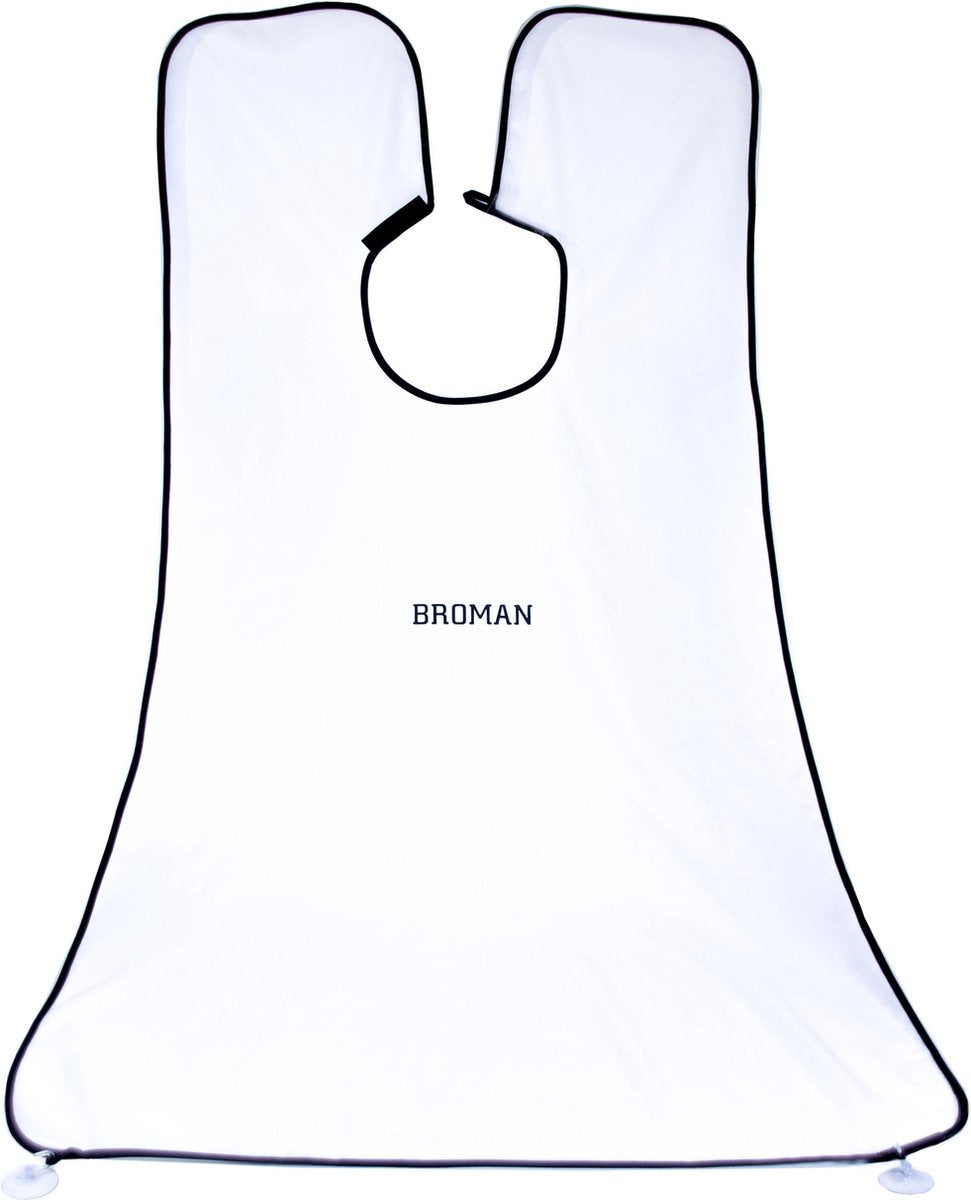 Broman Beard Cape met zuignappen voor spiegel - scheerschort - Wit