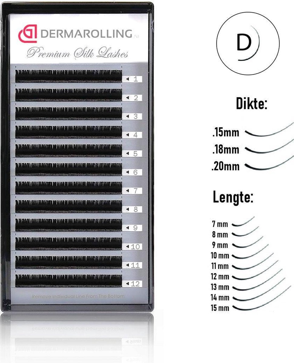 Dermarolling Exclusive Silk Mink Wimperextensions Krultype D - Dikte 0.15 - Lengte 7mm.