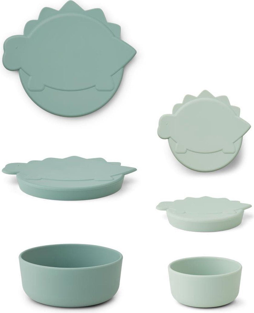 Silicone Snack Set 2 Snackboxen Olav Snack Box - 2 pack Dino Mint Mix | Liewood
