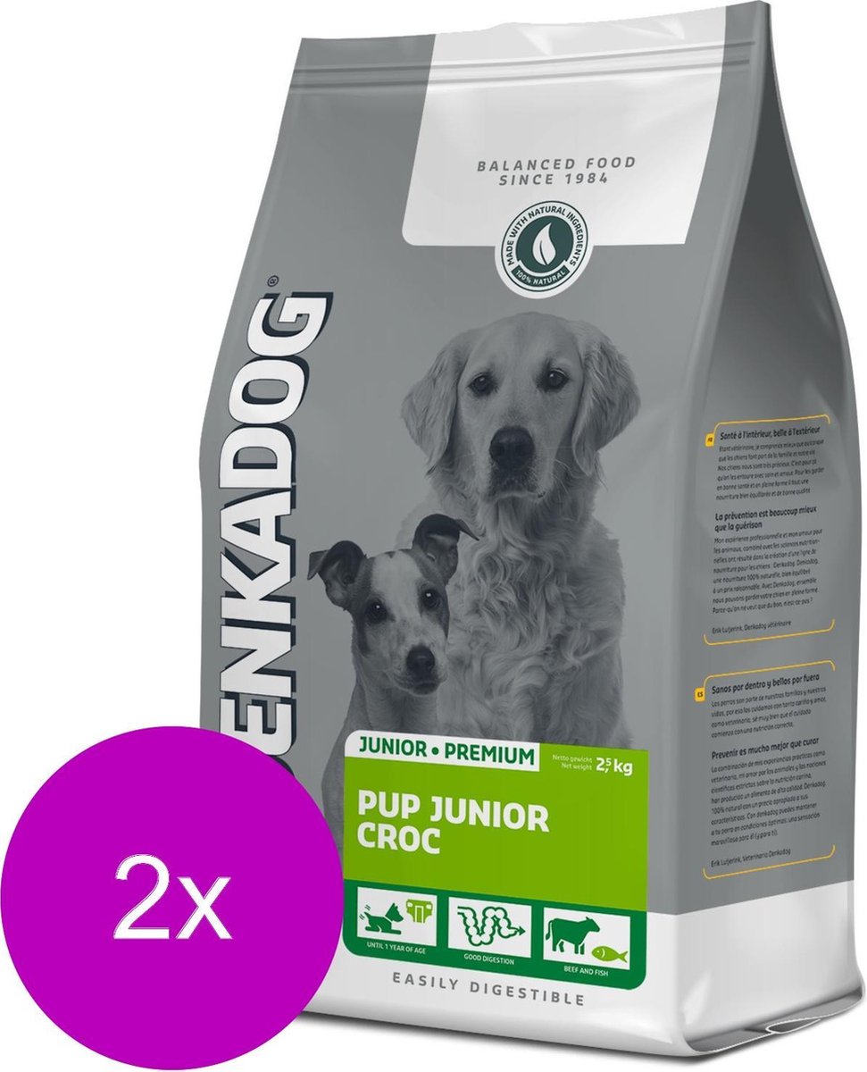 Denkadog Pup Junior Croc Rund&Kip - Hondenvoer - 2 x 2.5 kg