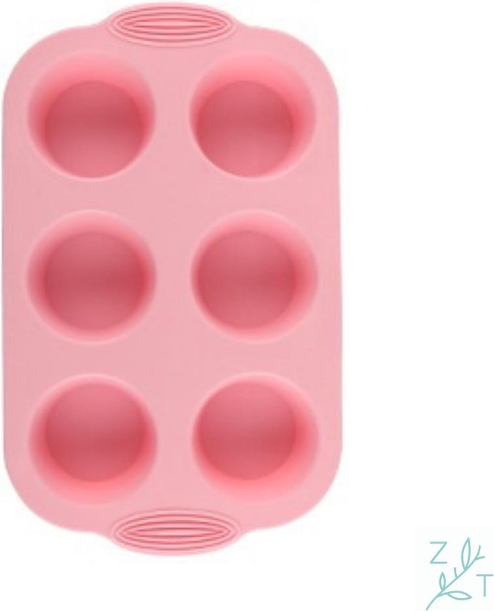 ZijTak - Muffin per 6 - Cake - Taart - Gebak - Bakken Silicone - Roze