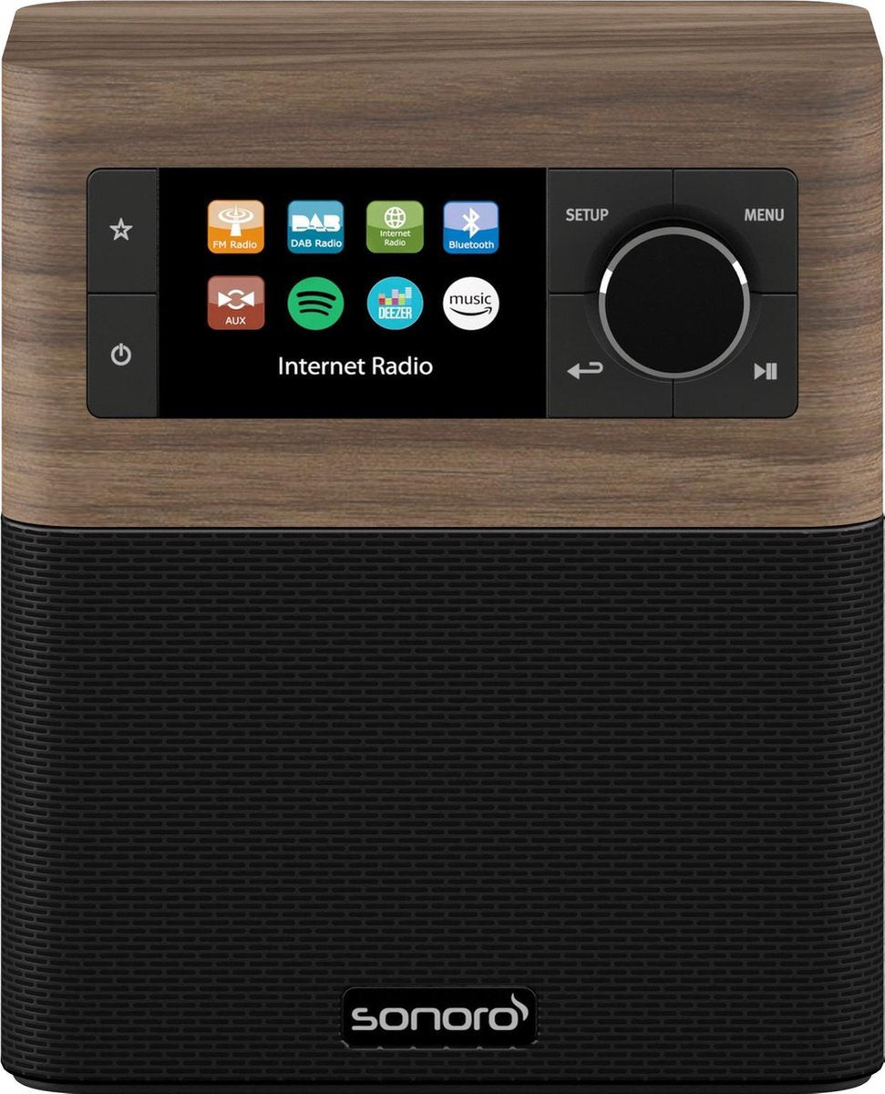Sonoro STREAM V2 - DAB+ radio - internet radio - Wifi - BlueTooth - Walnoot / zwart