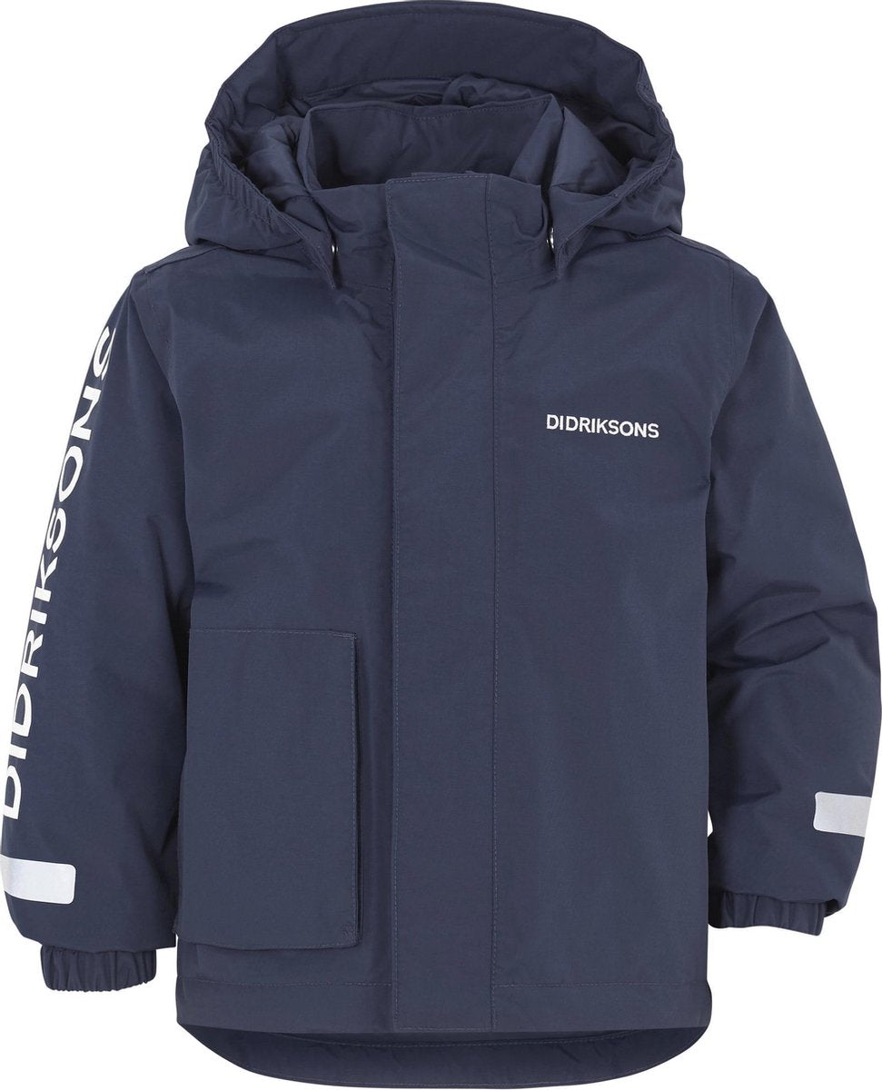 Didriksons - Gevoerde regenjas voor kinderen - Lovis - Donkerblauw - maat 110 (110-116cm)