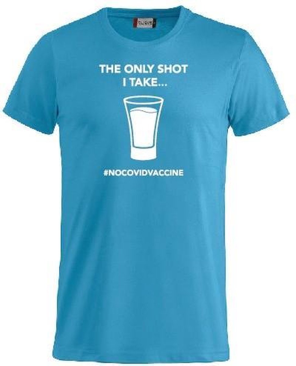 #nocovidvaccine T-shirt met opdruk Covid 19 vaccinatie keuze – ronde hals – ocean blue - unisex - XXL