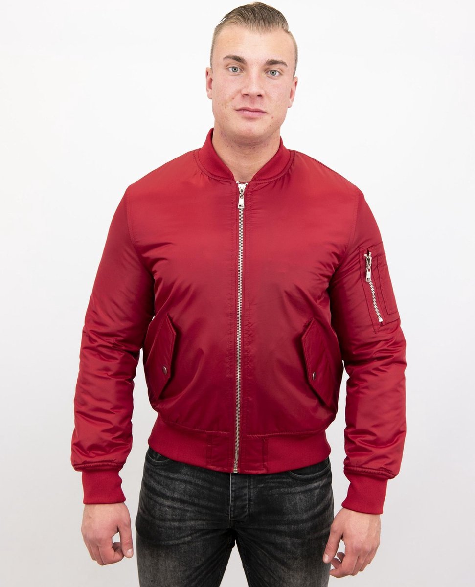 Beluomo BomberJack Heren - Basic - Rood - Maten: XXL